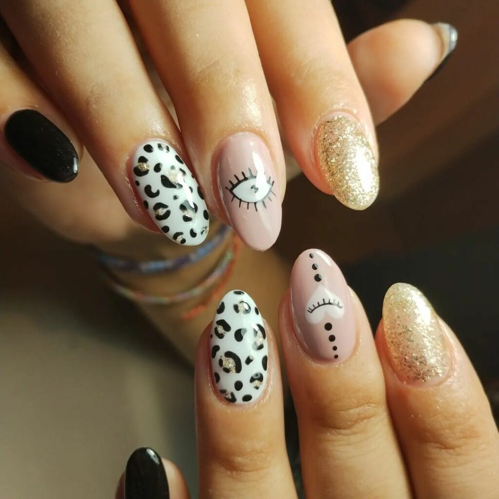 Black Leopard Print Nails