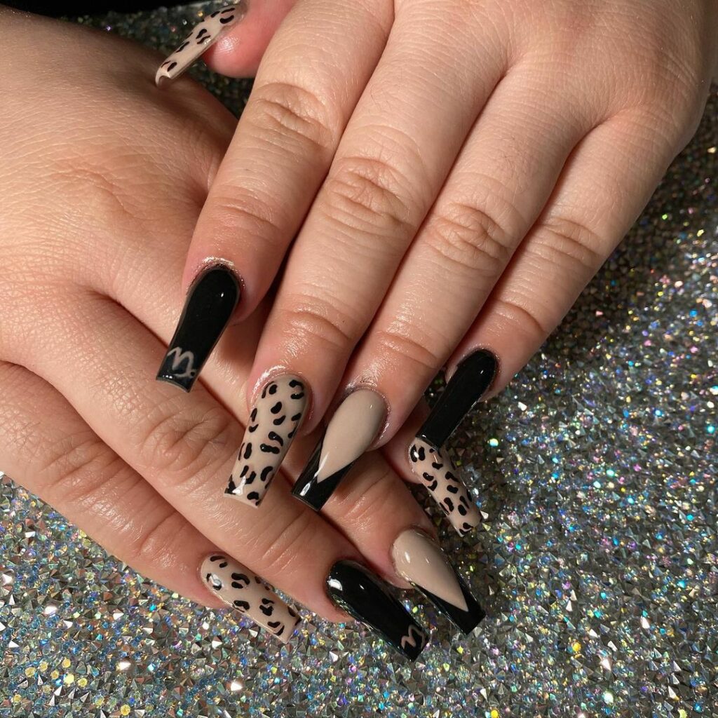 Black Leopard Print Nails