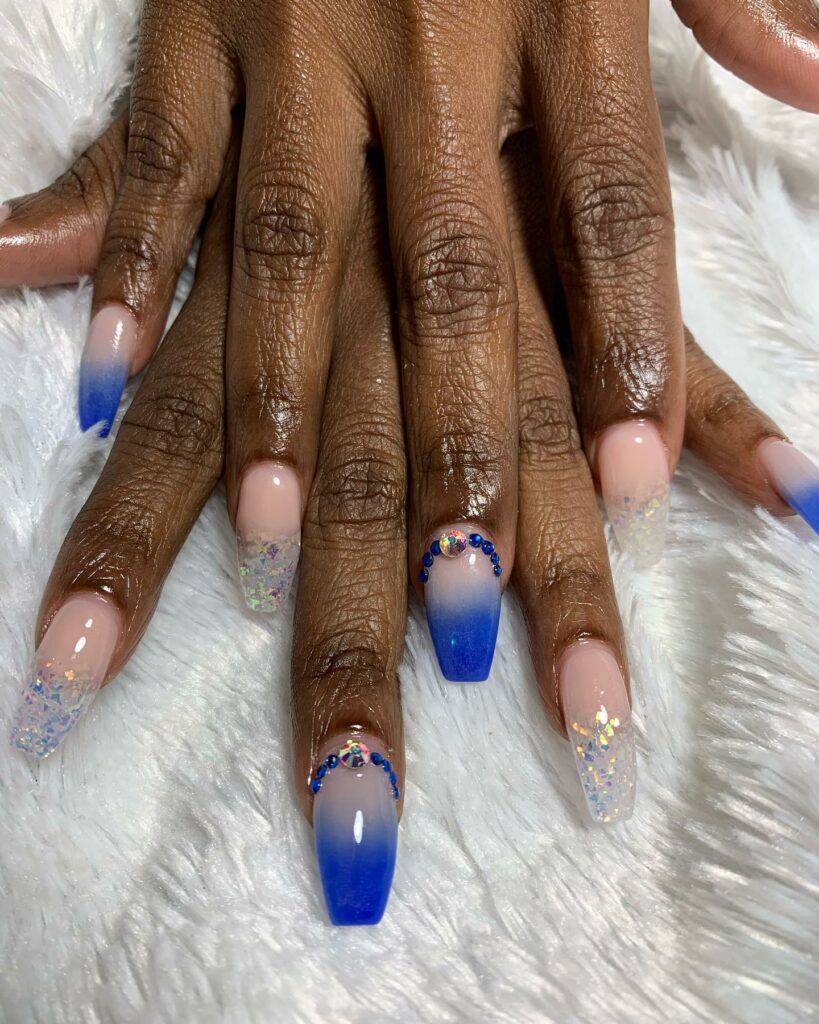 Blue Coffin Nails