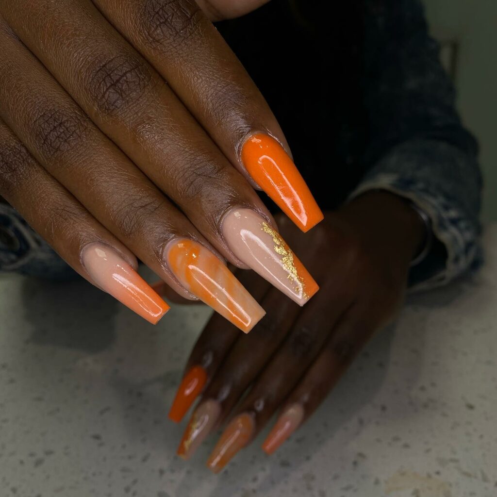 Orange Fall Nails