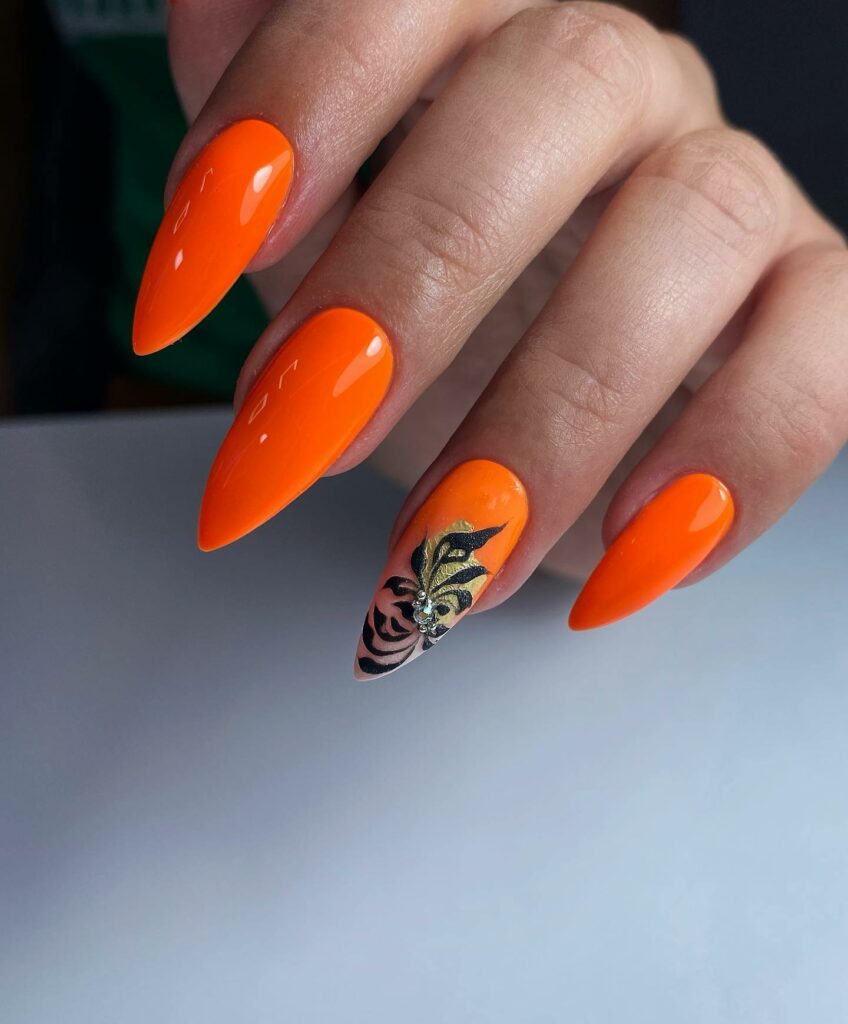 Orange Fall Nails