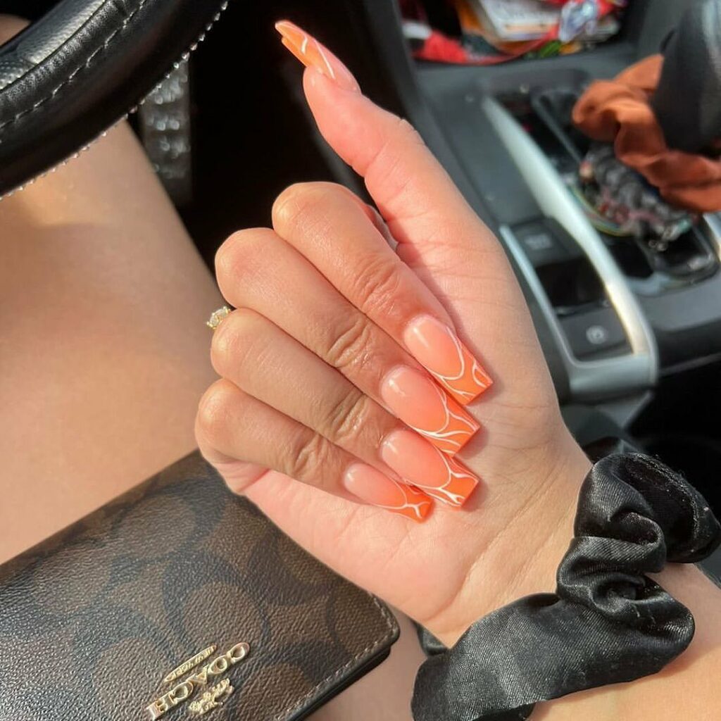 Orange Ombre Nails 