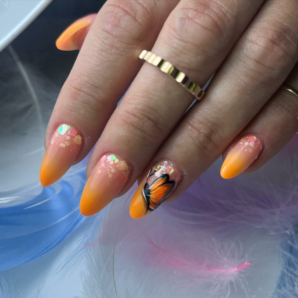 Orange Ombre Nails 