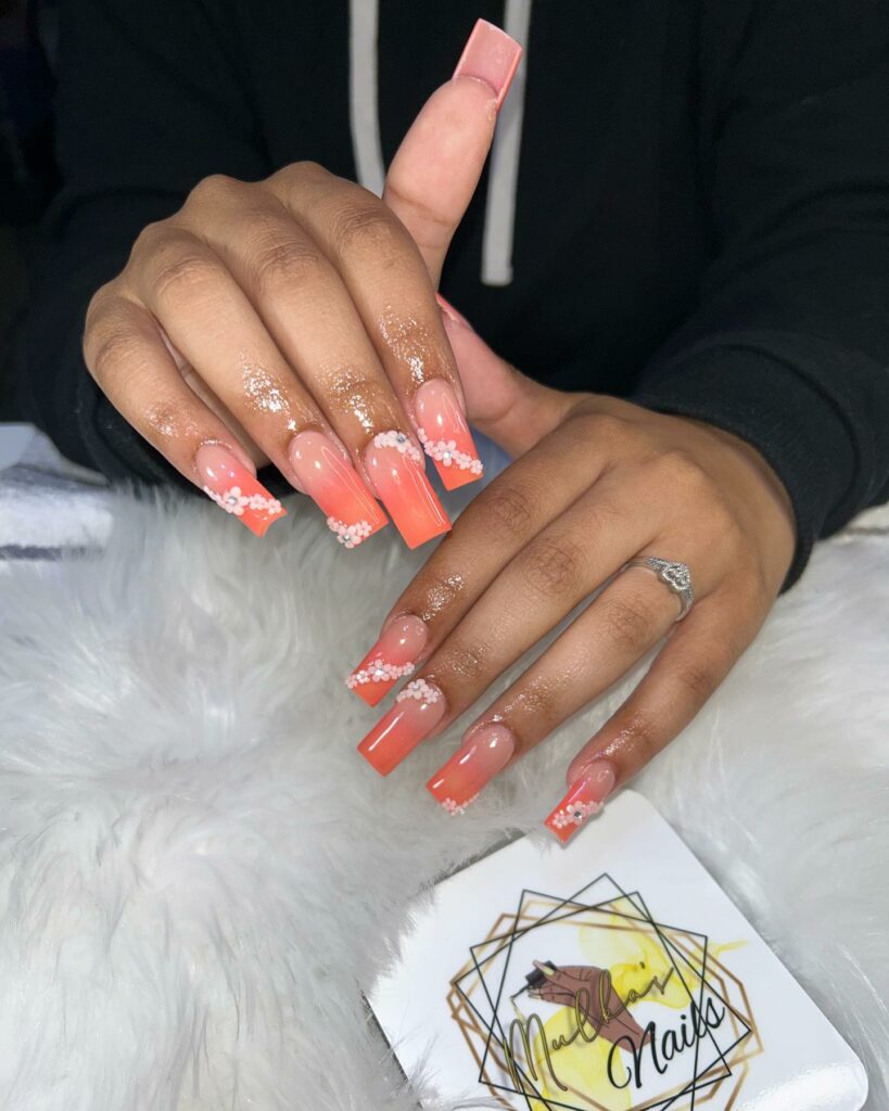 Orange Ombre Nails 