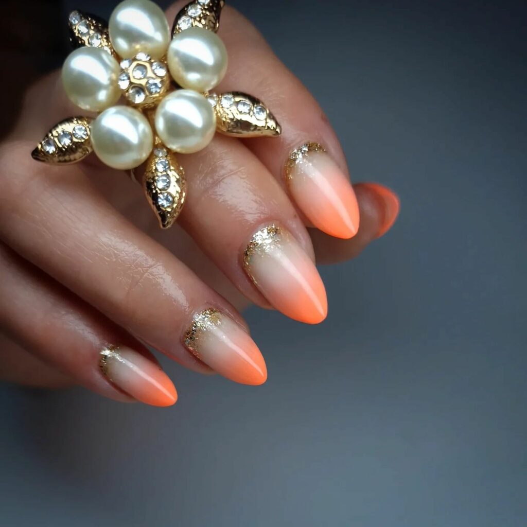 Orange Ombre Nails 