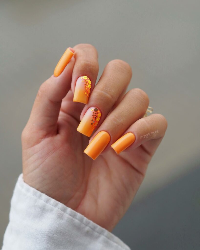 Orange Ombre Nails 