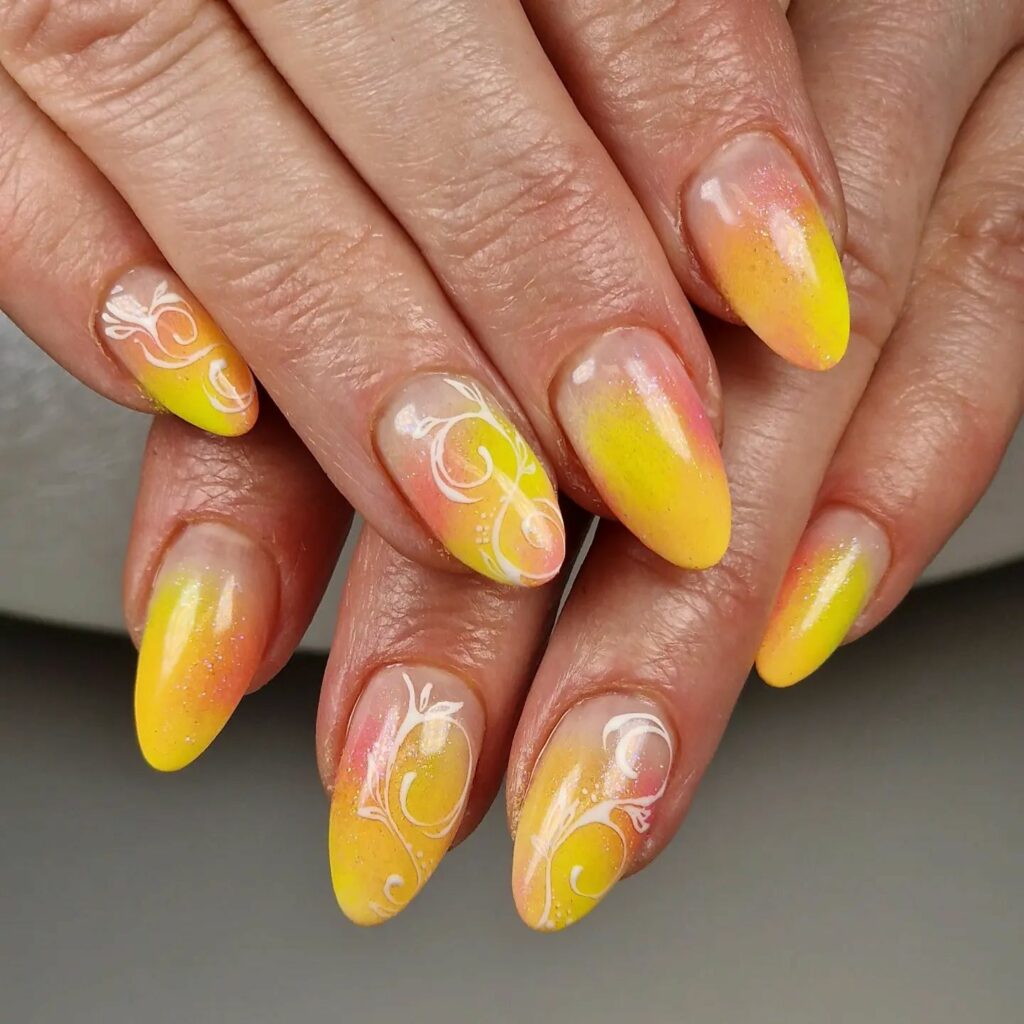 yellow ombre nails