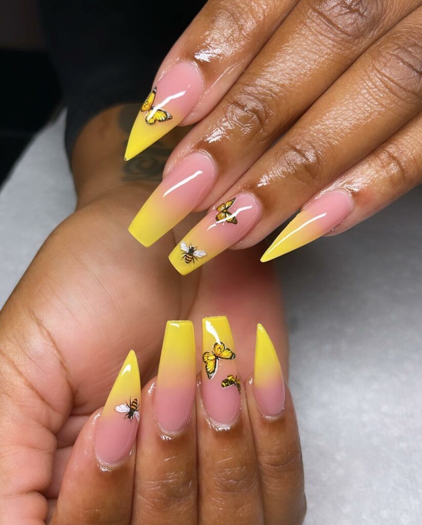 Yellow Ombre Nails