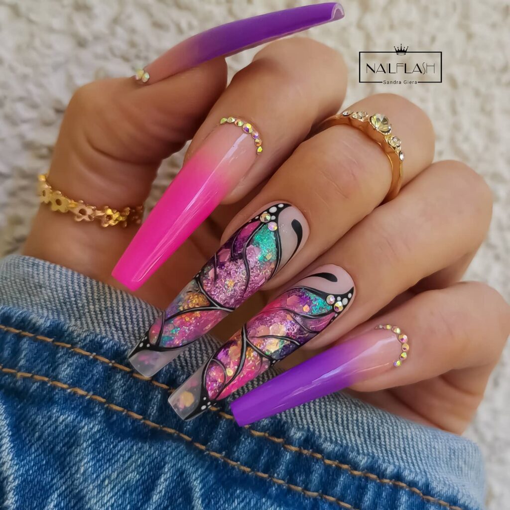 Pink and Purple Nails