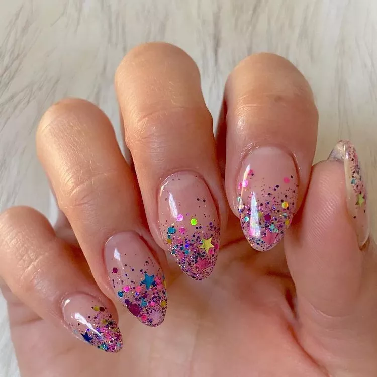 French Ombre Nails With Glitter