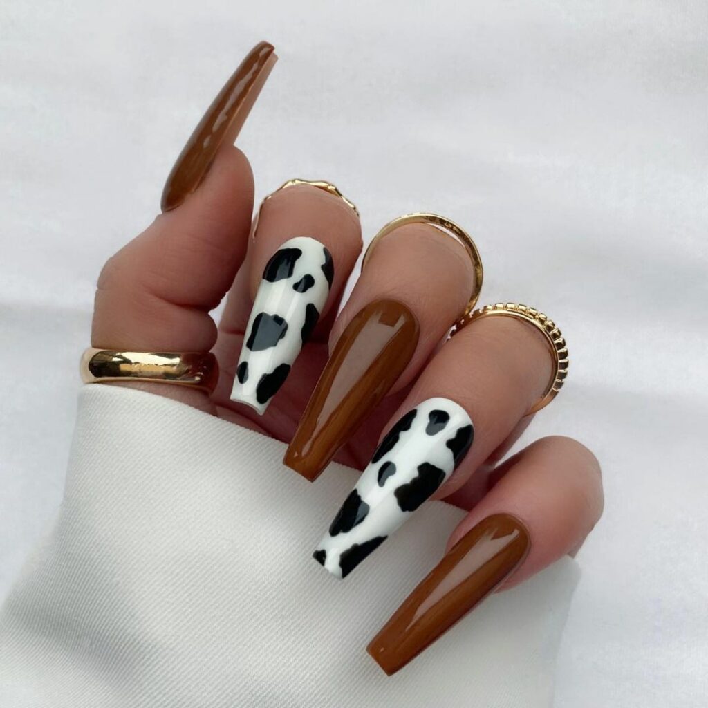 Brown Coffin Nails