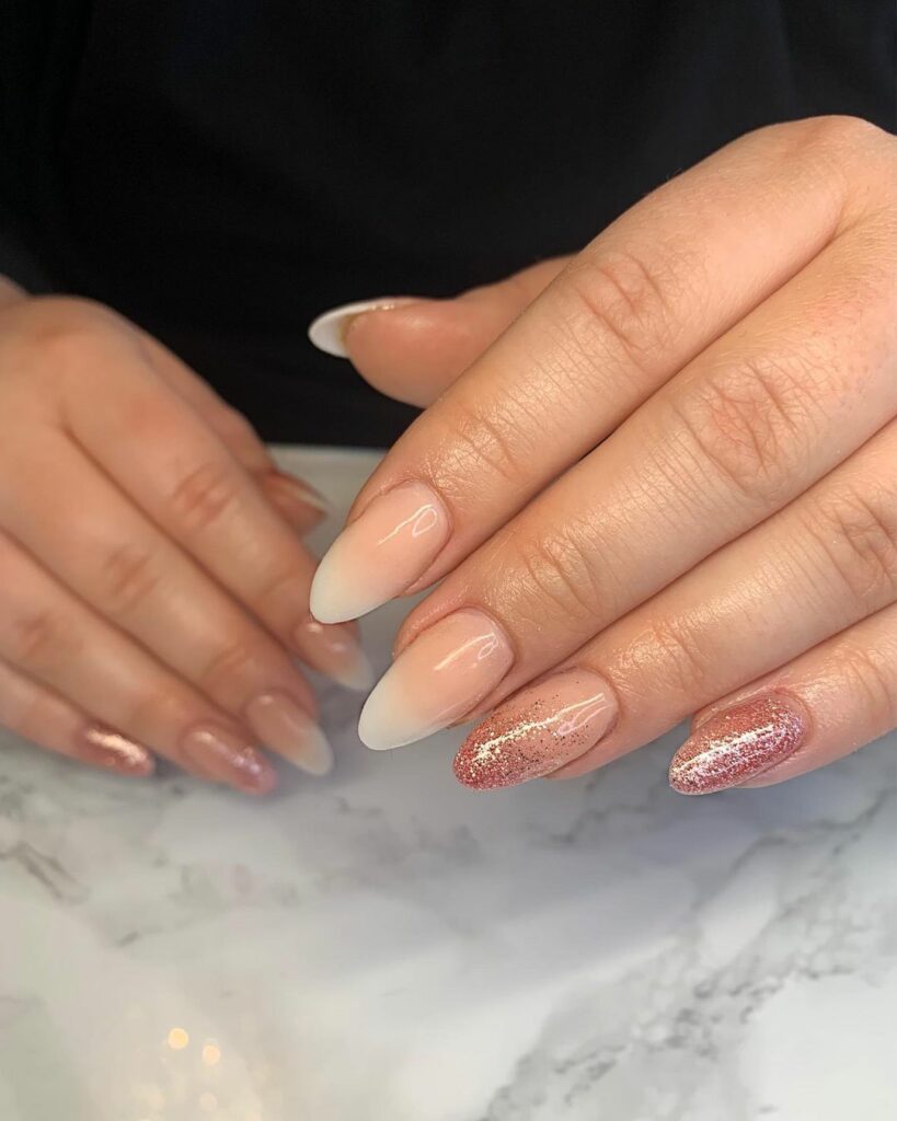 French Ombre Nails With Glitter
