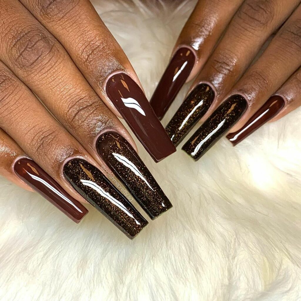 Brown Coffin Nails