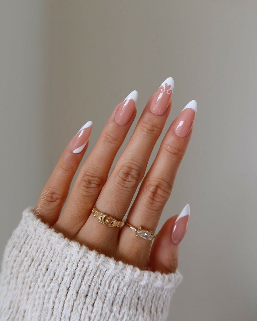 Heart French Tip Nails