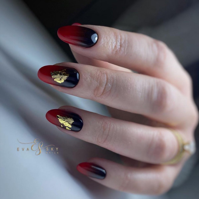 Red and Black Ombre Nails