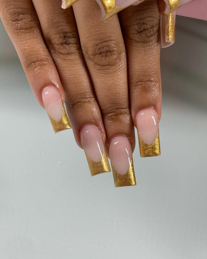 Coffin-Shaped French Tip Nails