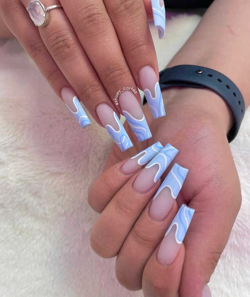 French Tip Coffin Nails