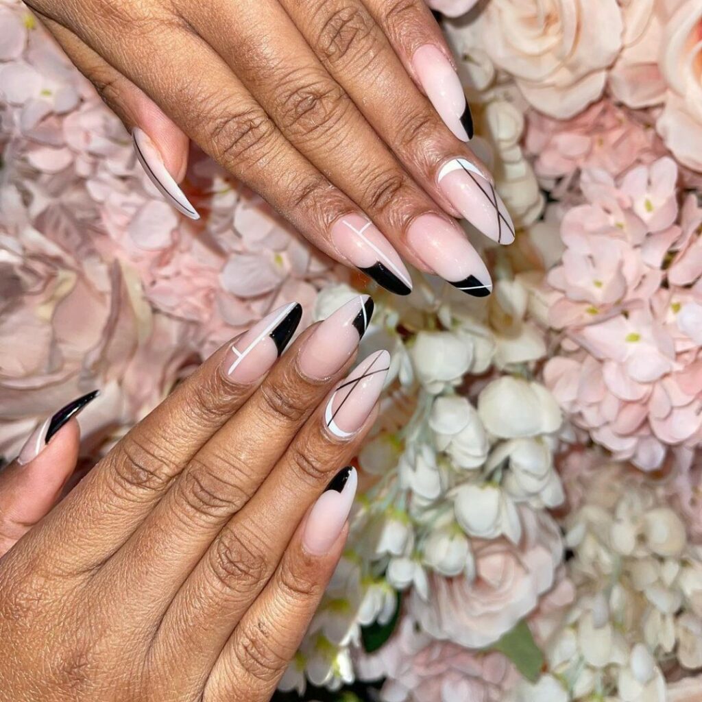 Black And Nude Nail Designs