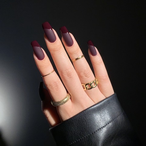 Matte Burgundy Nails