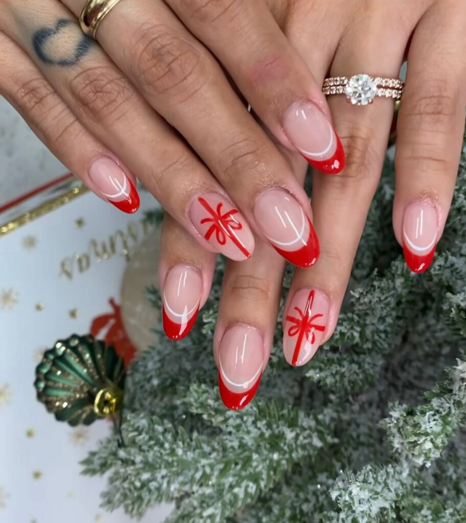 Red French Tip Christmas Nails