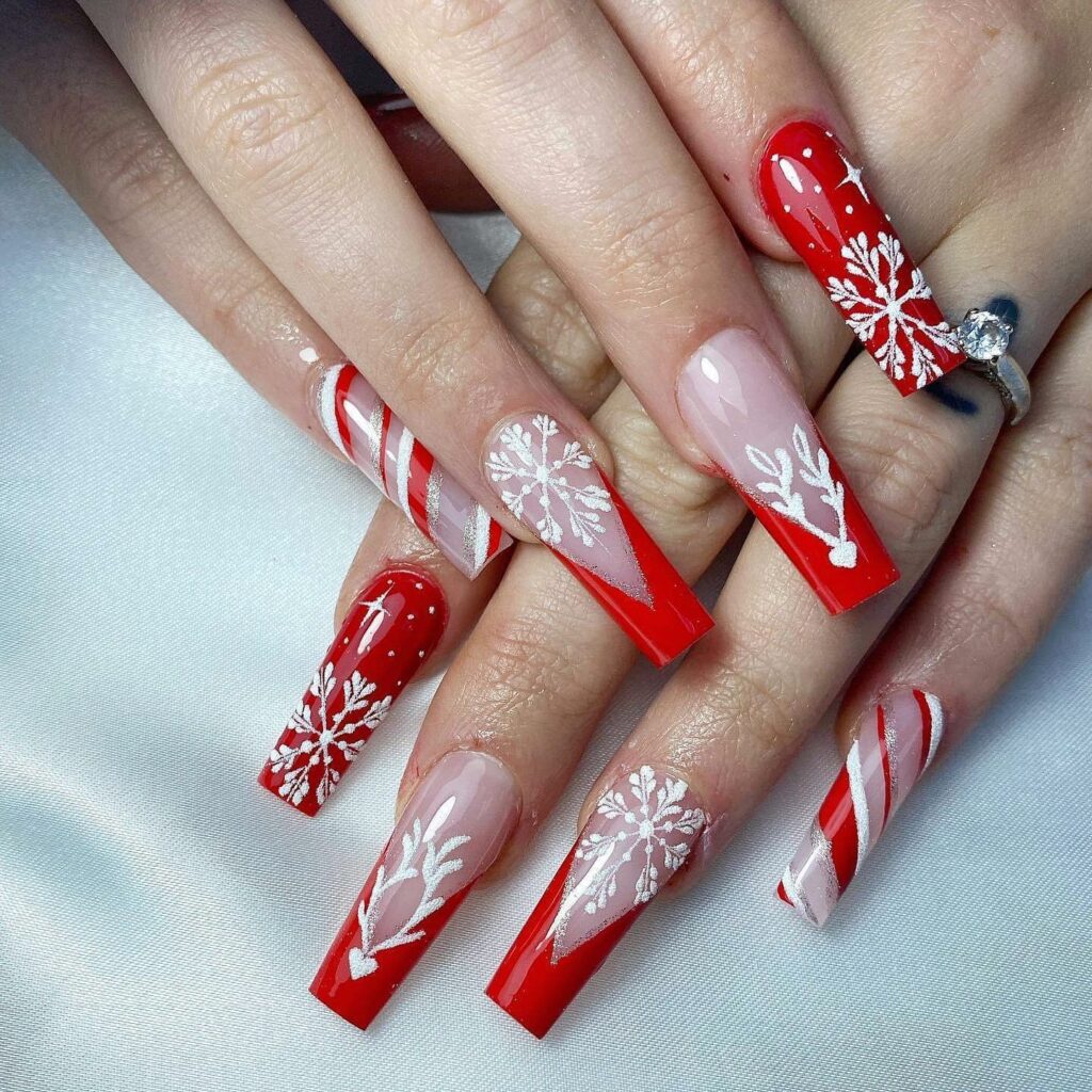 Red French Tip Christmas Nails