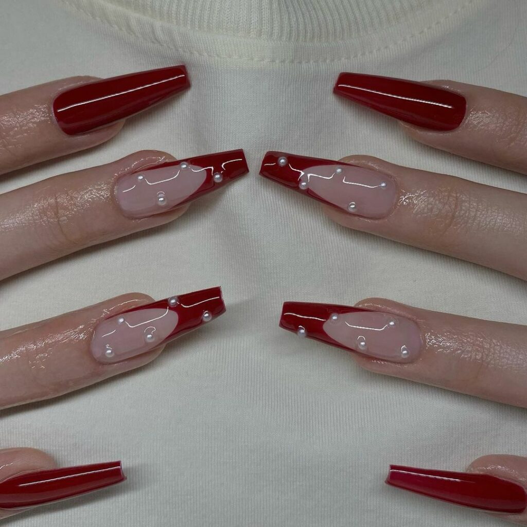 French Tip Coffin Nails