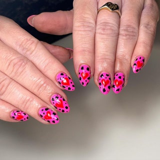 Hot Pink and Black Nails