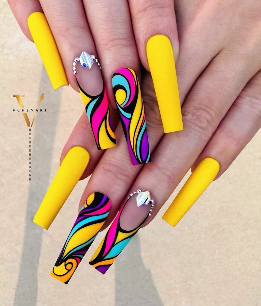 Black and Yellow Nails