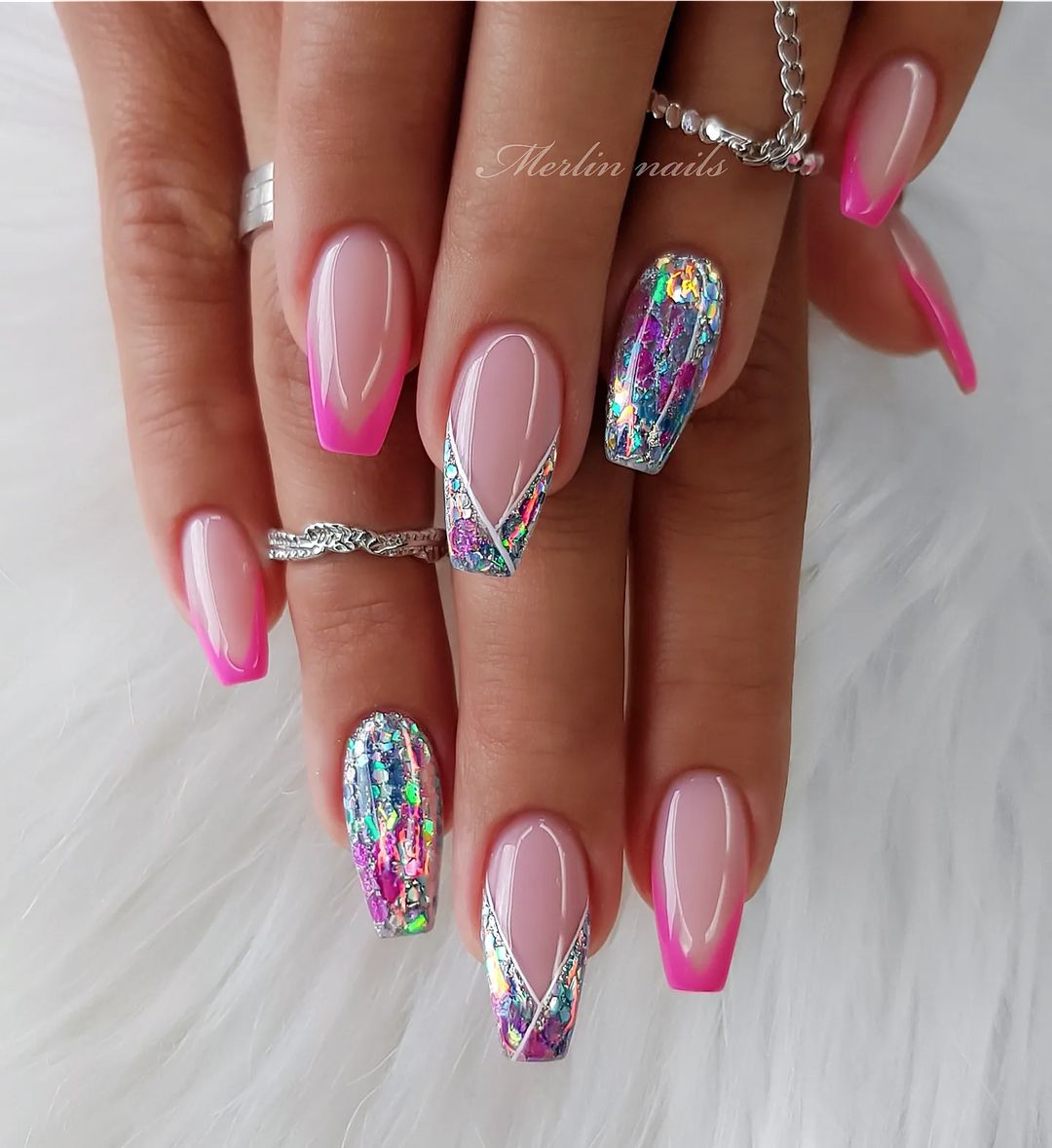 37+ Coolest Designs For Coffin Shaped French Tip Nails - Nail Designs Daily