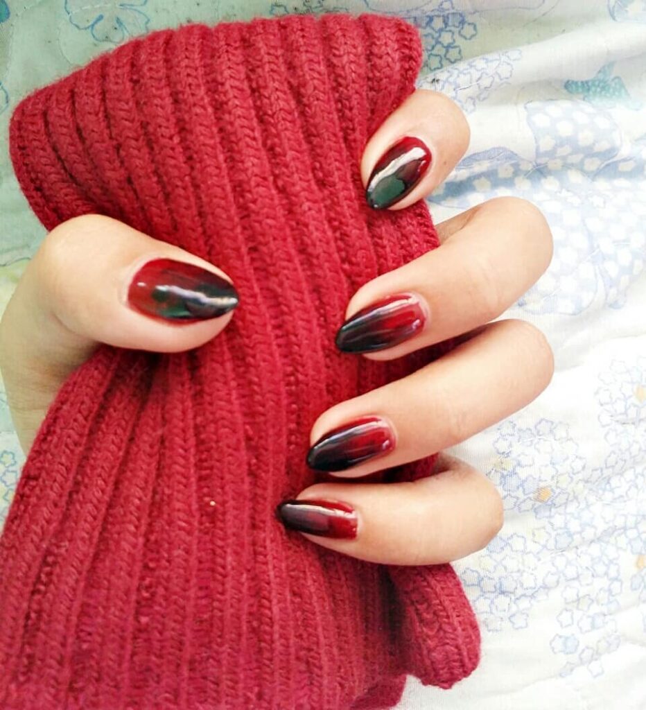 Red and Black Ombre Nails