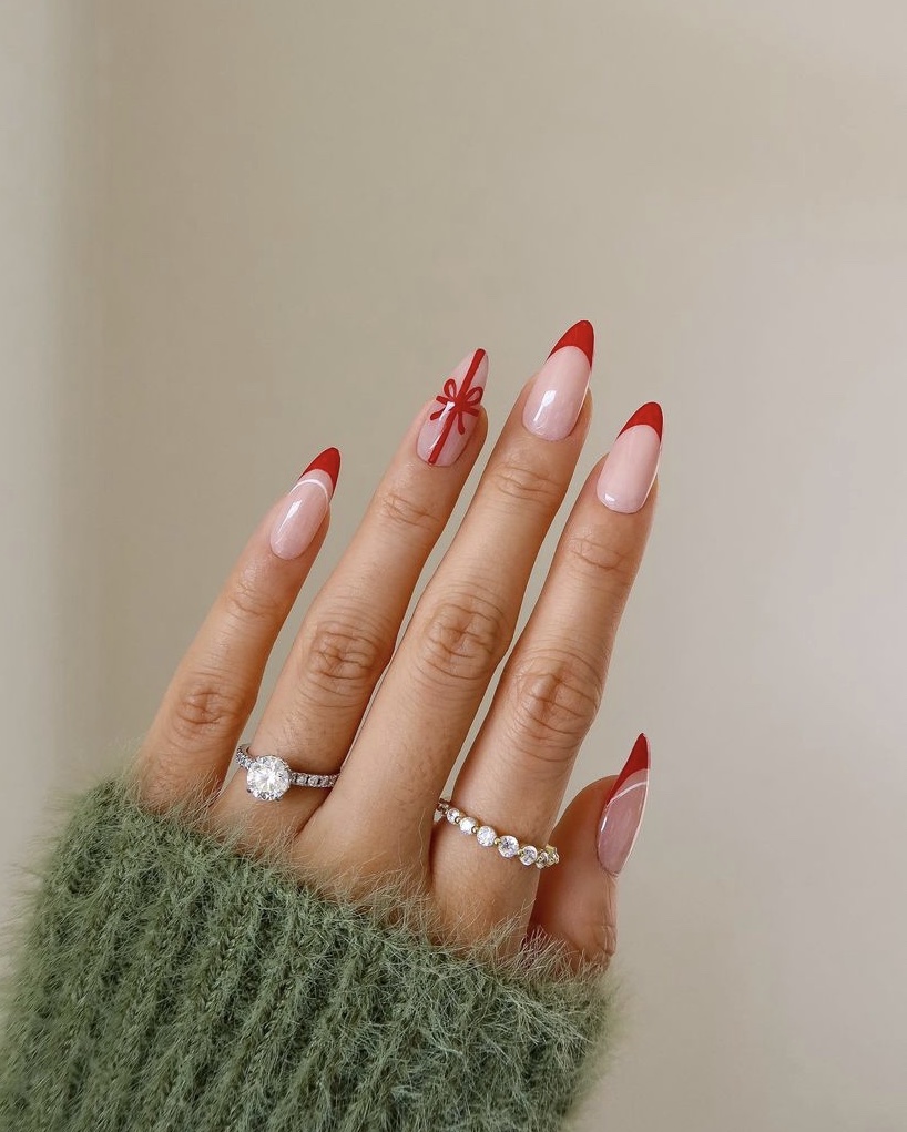 Red French Tip Christmas Nails