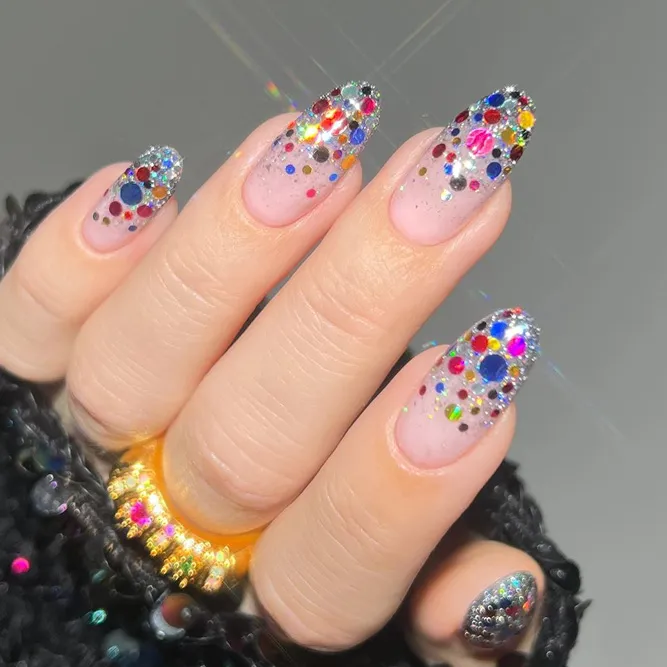 French Ombre Nails With Glitter