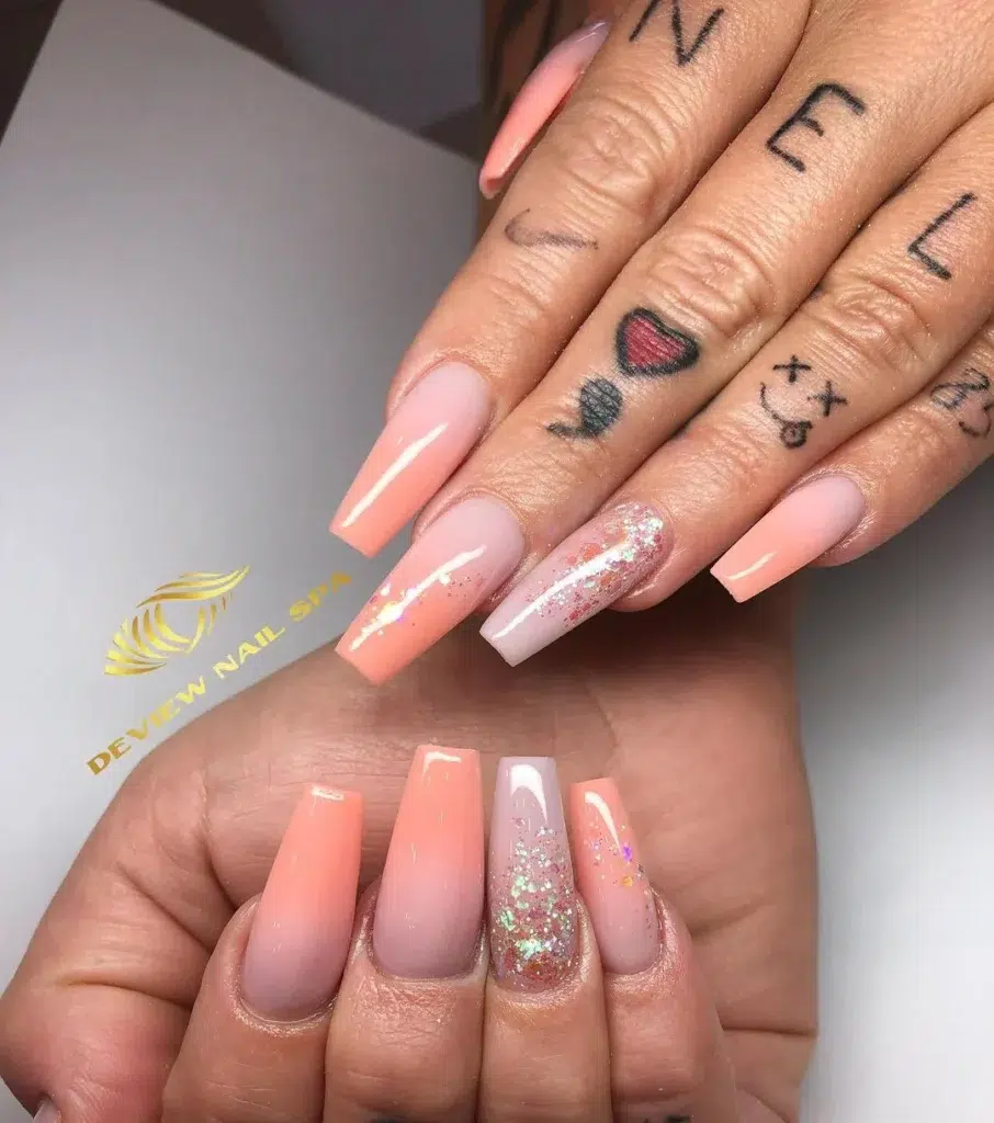 French Ombre Nails With Glitter