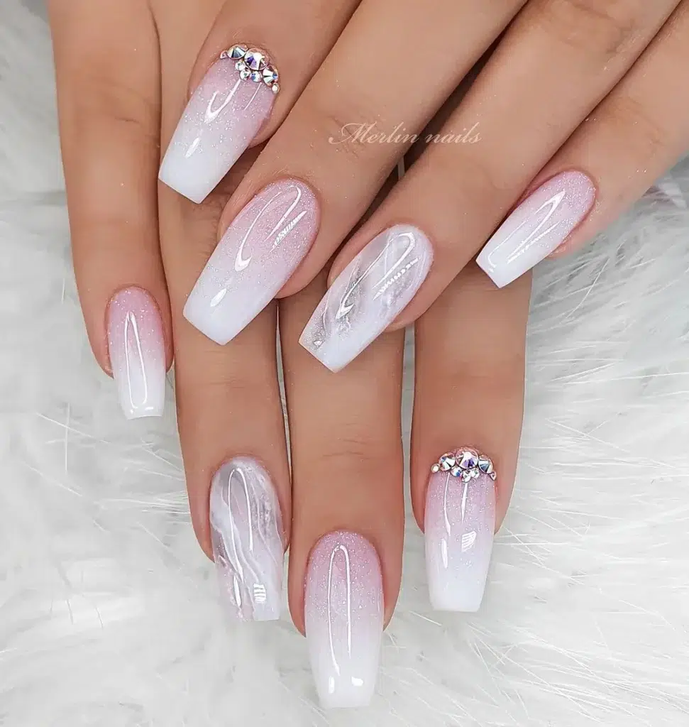 French Ombre Nails With Glitter