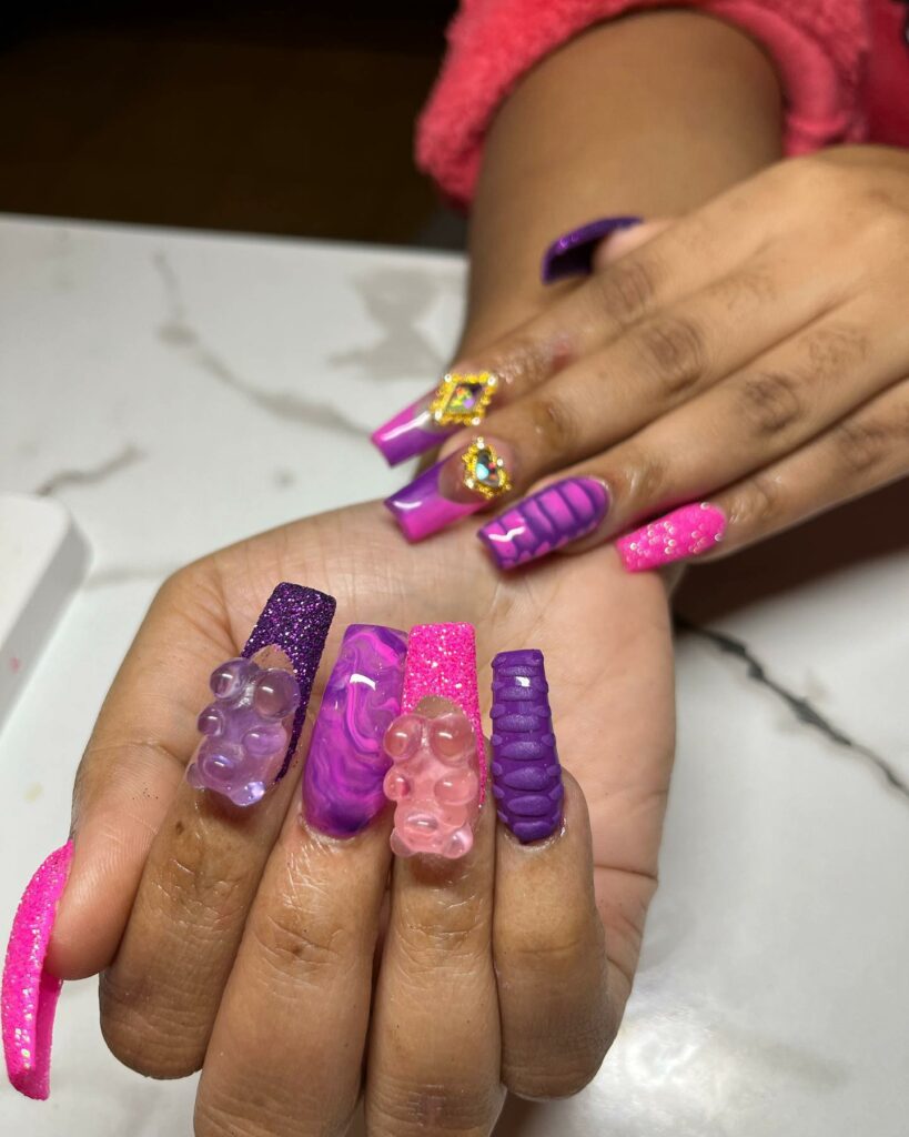 Pink and Purple Nails