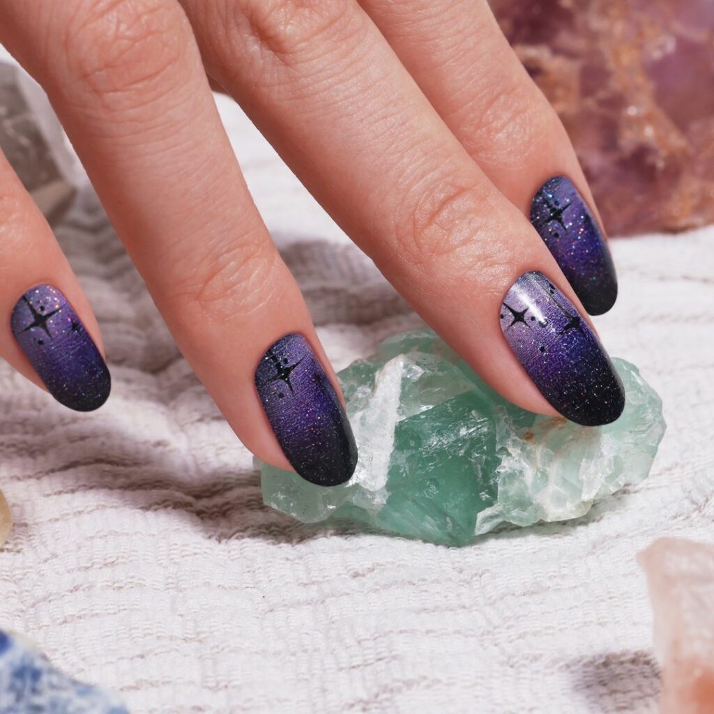 Black and Purple Ombre Nails