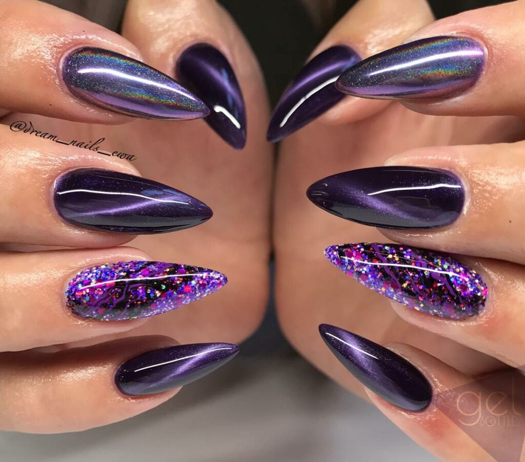 Black and Purple Ombre Nails