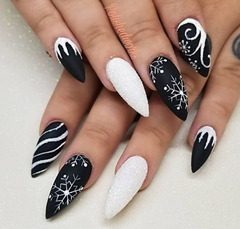 Black and White Christmas Nails