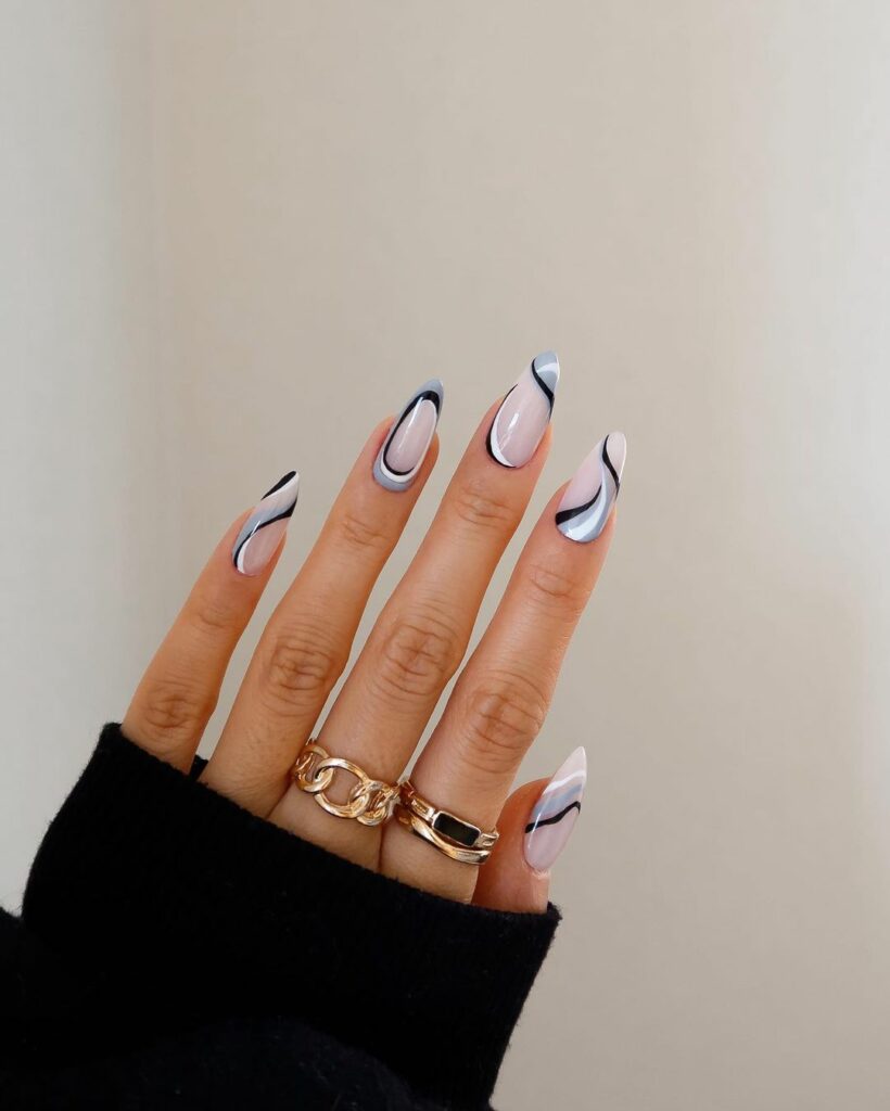 Black and White Winter Nails
