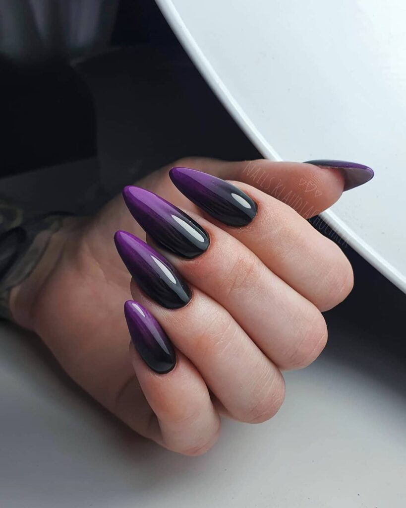 Black and Purple Ombre Nails