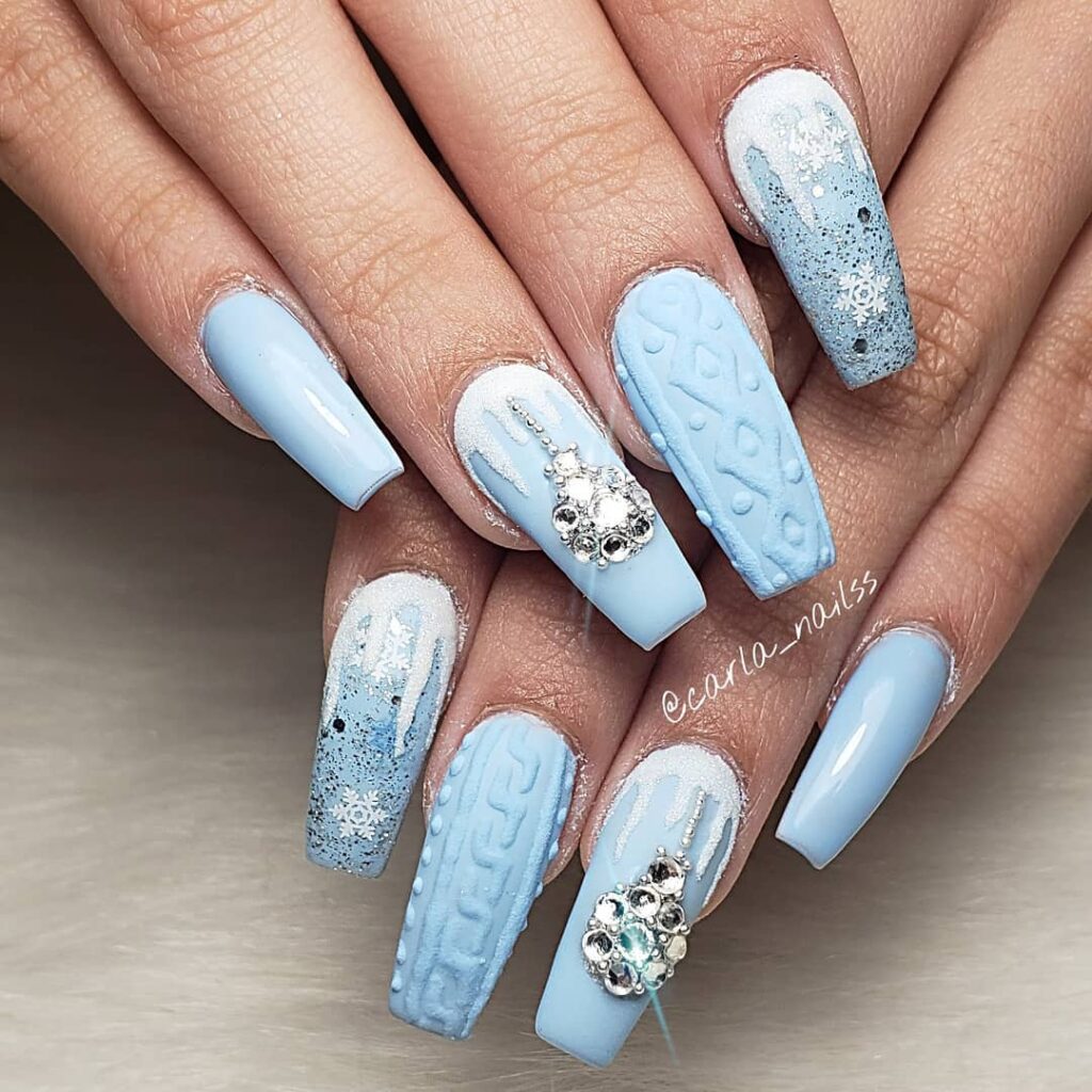 Blue and Silver Winter Nails