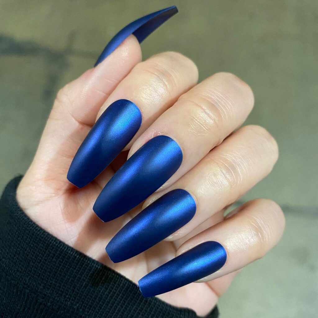 Glitter Royal Blue Coffin Nails