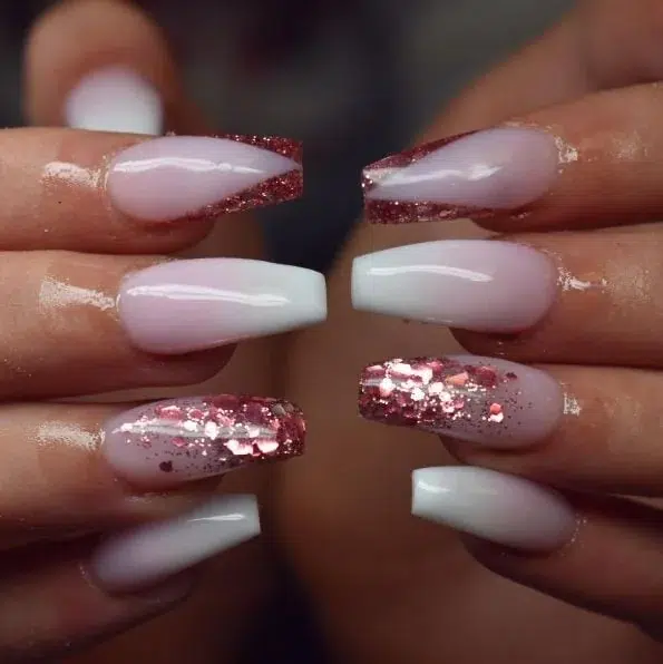 Rose Gold Ombre Glitter Nails 