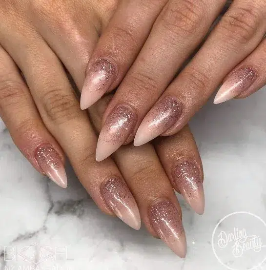 Rose Gold Ombre Glitter Nails 
