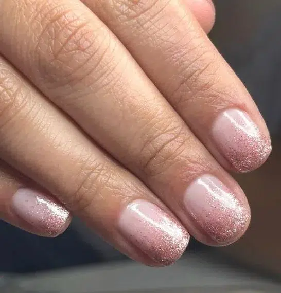 Rose Gold Ombre Glitter Nails