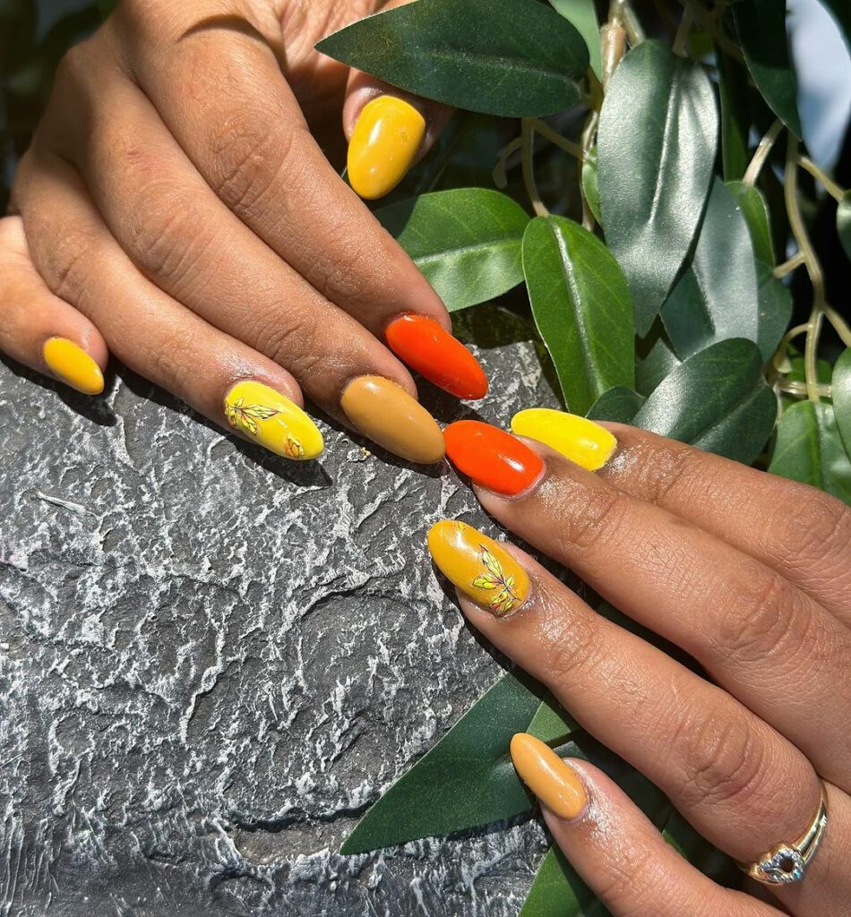 Yellow Autumn Nails