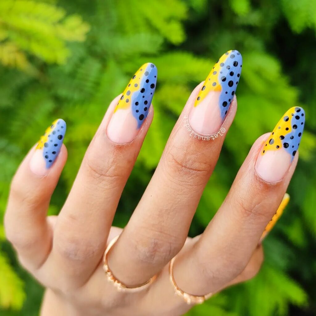 Yellow and Blue Ombre Nails