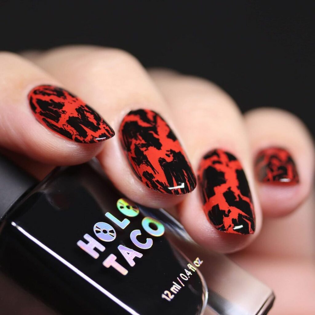 Black And Orange Ombre Nails
