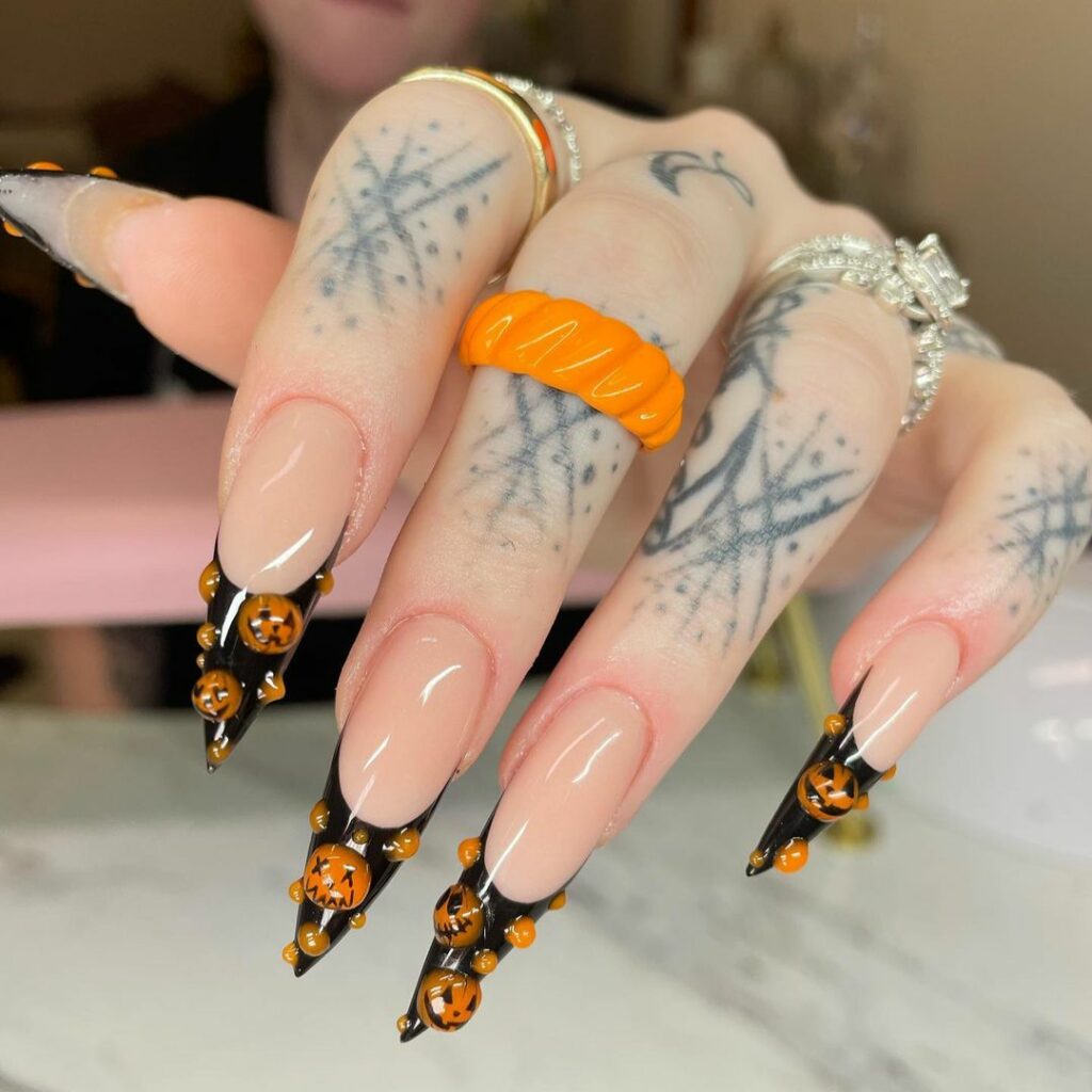 Black and Orange Nails