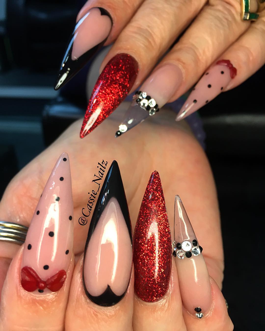 Black and Red Valentine's Day Nails